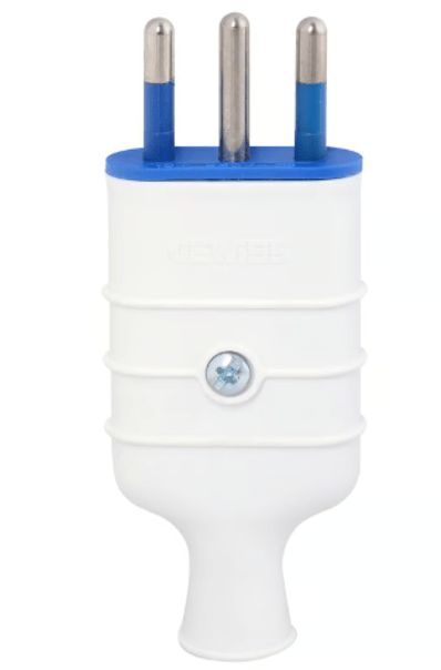 ENCHUFE MACHO 2P+T 10A 250VAC BLANCO